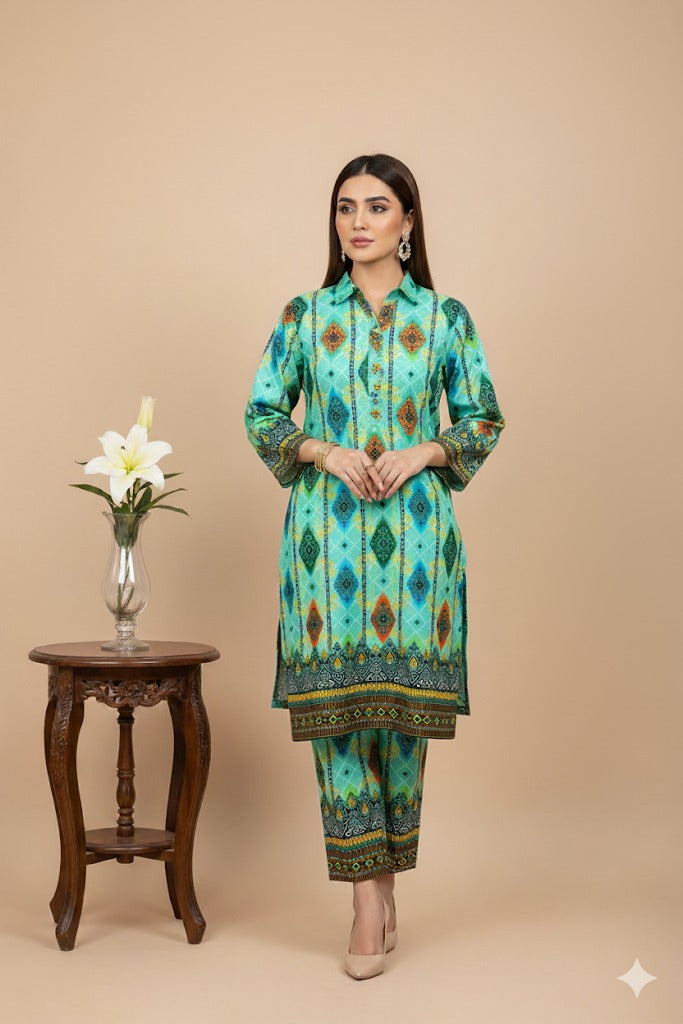 2pc Polo Cotton Unsititched suit -904