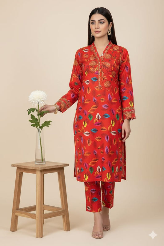 2pc Polo Cotton Unsititched suit -946